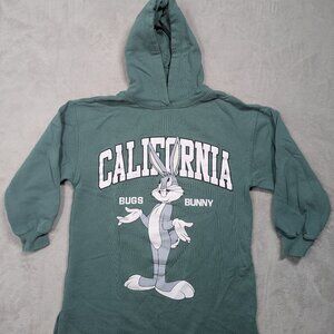Bugs Bunny Zara x Looney Tunes California Hoodie Green Ladies SMALL Youth 11/12